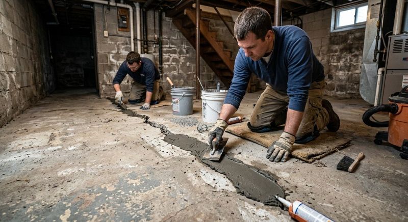 Cracked Basement Floor Repair in Suitland, MD